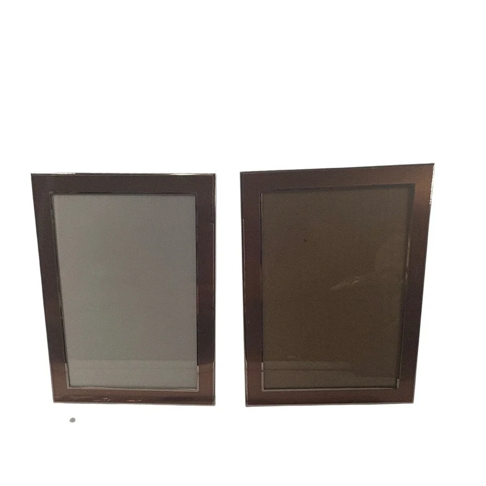 Rose Gold Copper Silver Trim 5x7 Picture Frame Set of 2 Modern Tabletop Pair